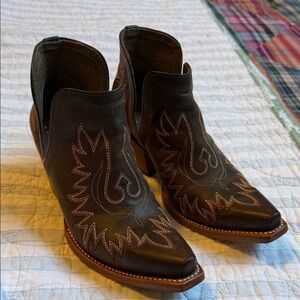 Ariat Dark Brown Embroidered Ankle Boots